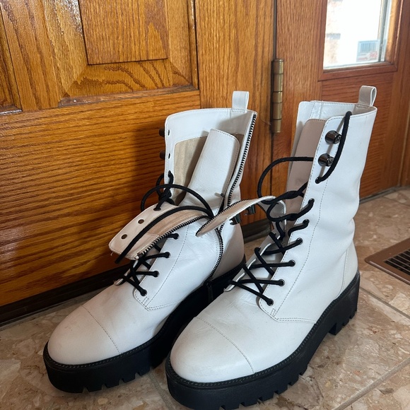 Michael Kors Bryce Womens Lace Up Combat Boots White Leather US Size 9 Medium - Picture 5 of 6